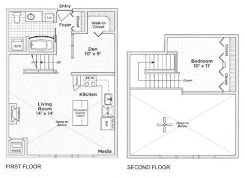 Floor plan for 1 bed, 1 bath, 791 sqft